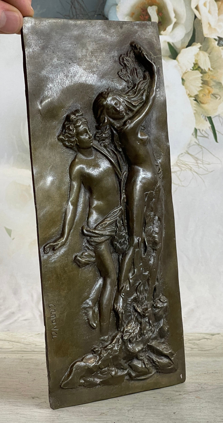 Apollo & Daphne Wall Mount Bronze Figurine by Canova – European Art Sculpture Decor