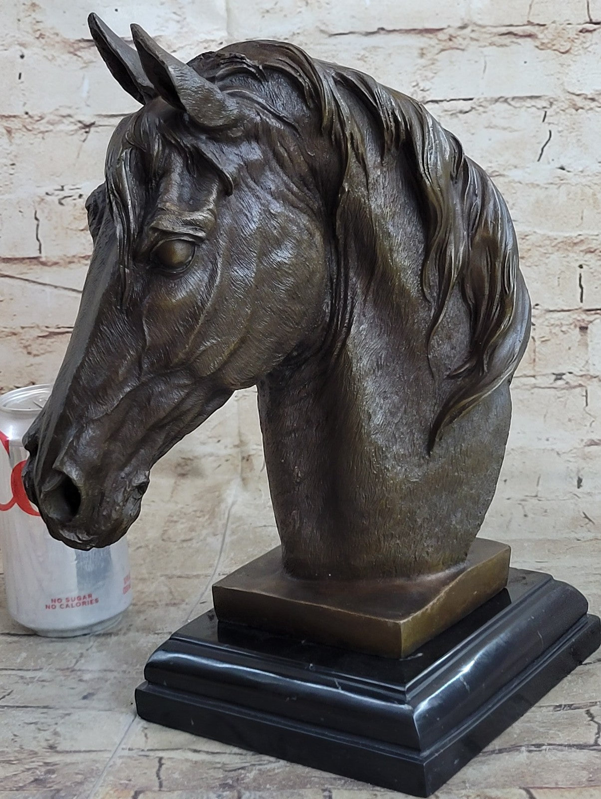 Solid Bronze Canova Horse Head Sculpture Bust Marble Base Art Deco Figurine Sale