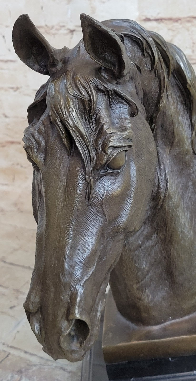 Solid Bronze Canova Horse Head Sculpture Bust Marble Base Art Deco Figurine Sale