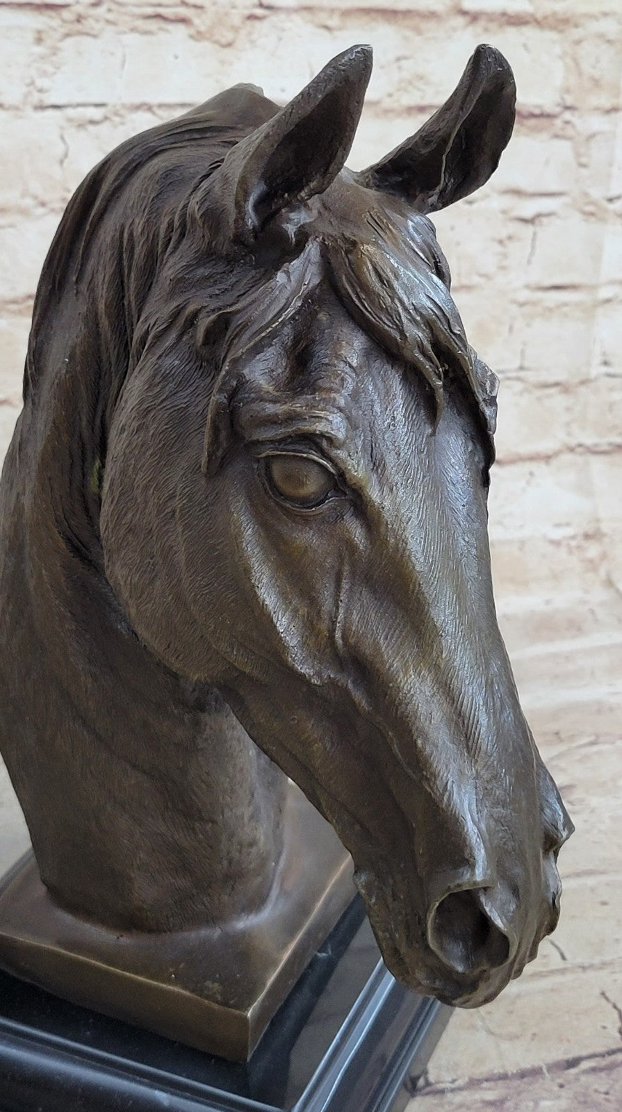 Solid Bronze Canova Horse Head Sculpture Bust Marble Base Art Deco Figurine Sale
