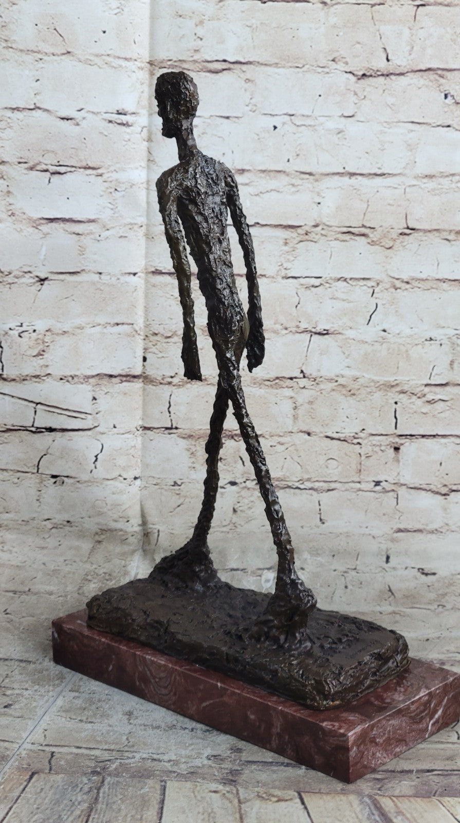 100% Solid Bronze sculpture Walking Man Handcrafted Home Office Decoration