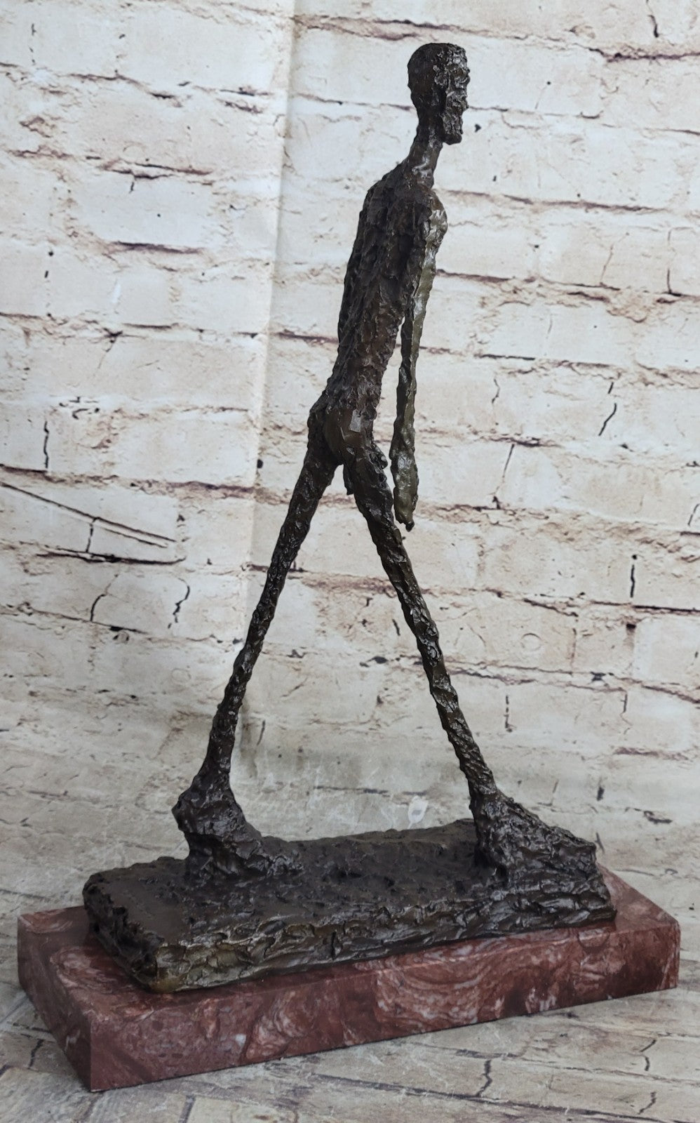 100% Solid Bronze sculpture Walking Man Handcrafted Home Office Decoration