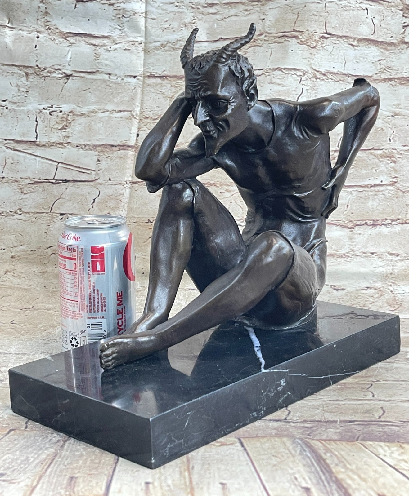 Limited Bronze! Pensive Lucifer, Satan, Devil, Bronze Sculpture on Marble Base,