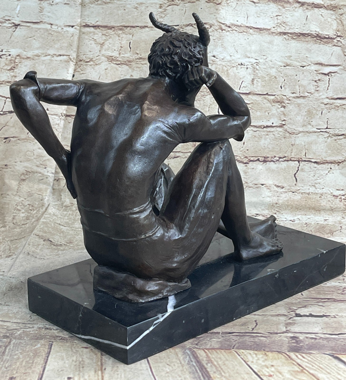 Limited Bronze! Pensive Lucifer, Satan, Devil, Bronze Sculpture on Marble Base,