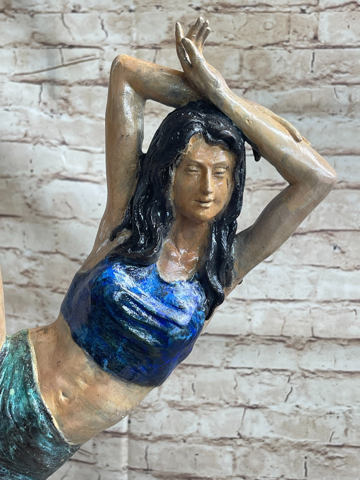 Handcrafted Multi Color Bronze Masterpiece Girl Gymnast Trophy Bronze Sculpture