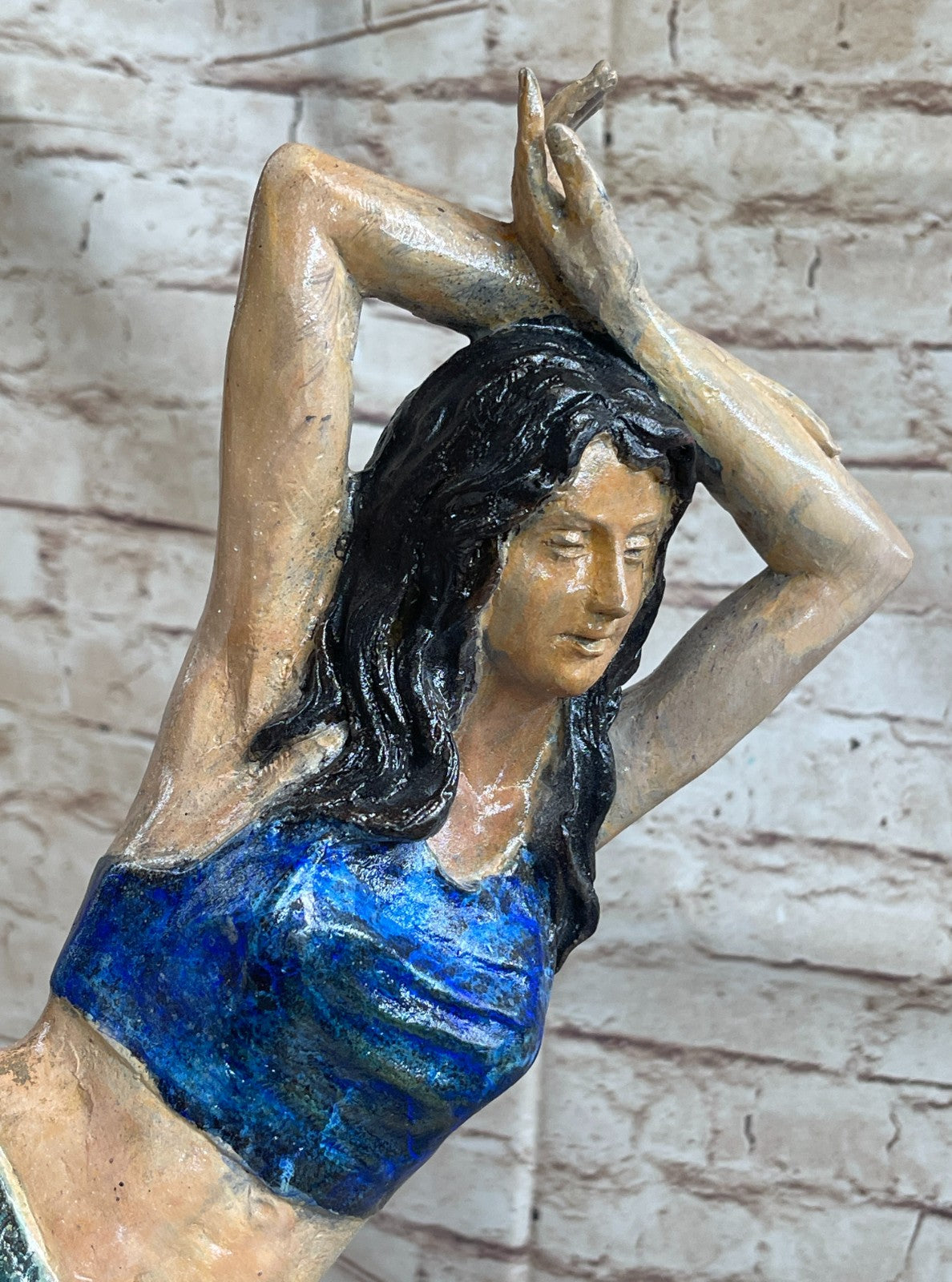Handcrafted Multi Color Bronze Masterpiece Girl Gymnast Trophy Bronze Sculpture