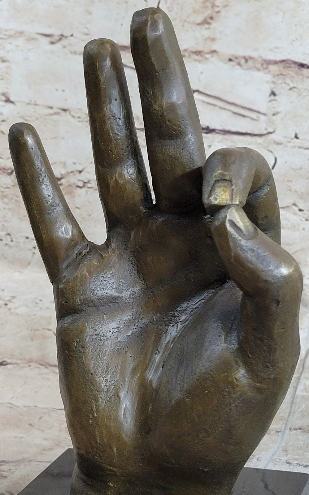 Signed Original ~T. White~ OK Hand Gesture Bronze Masterpiece Classic Artwork