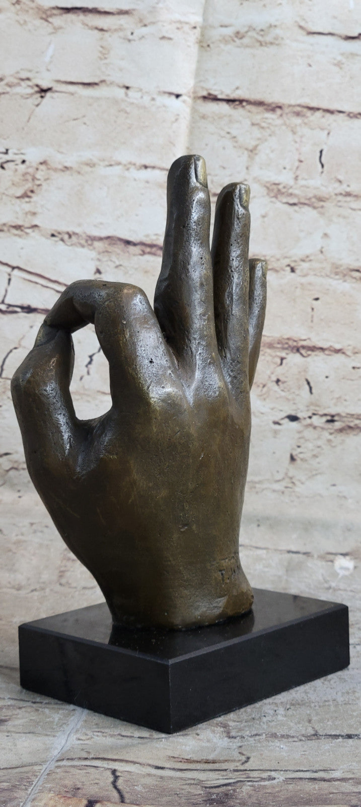 Signed Original ~T. White~ OK Hand Gesture Bronze Masterpiece Classic Artwork