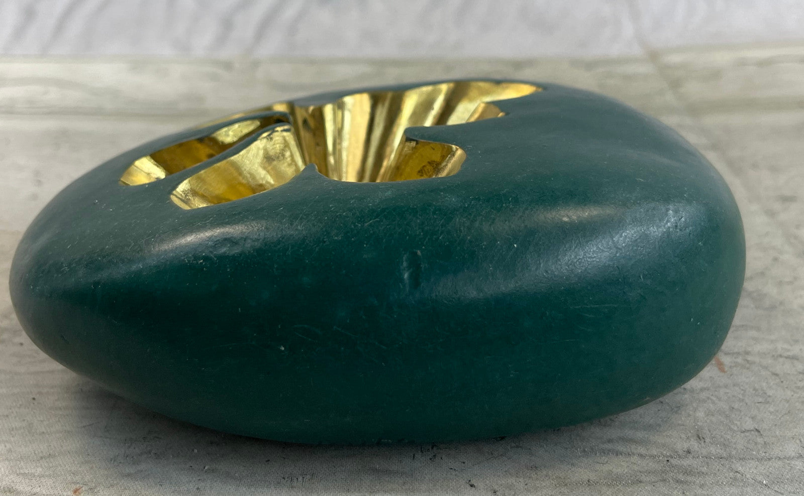 Mid Century French Art Nouveau Gilt Bronze Ashtray by Miguel Lopez Signed Origi