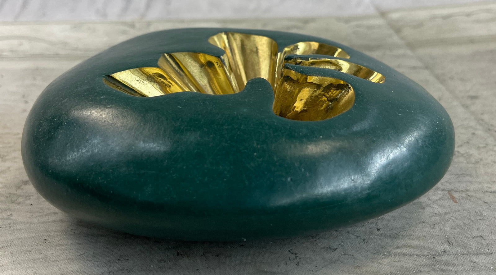Mid Century French Art Nouveau Gilt Bronze Ashtray by Miguel Lopez Signed Origi