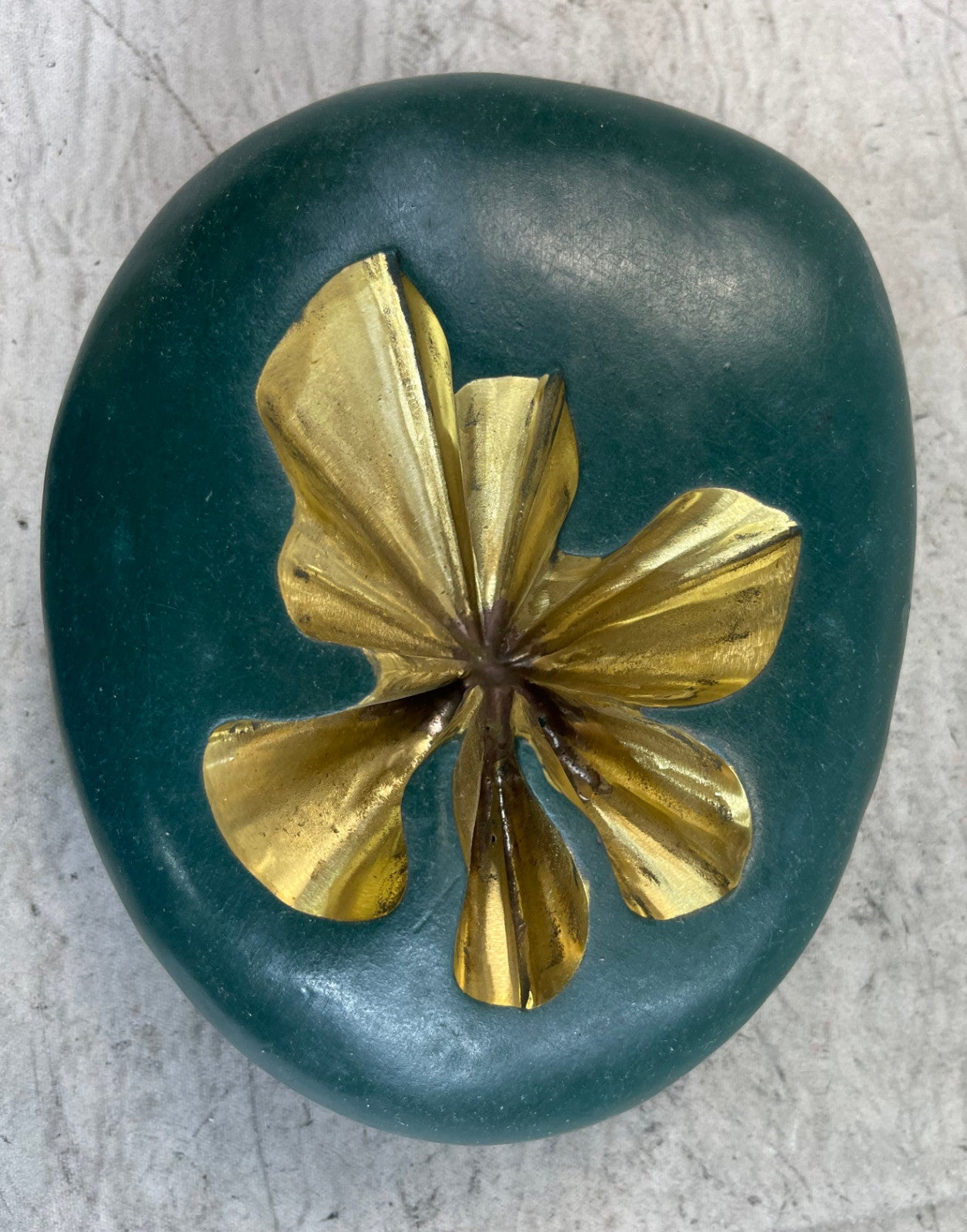 Mid Century French Art Nouveau Gilt Bronze Ashtray by Miguel Lopez Signed Origi
