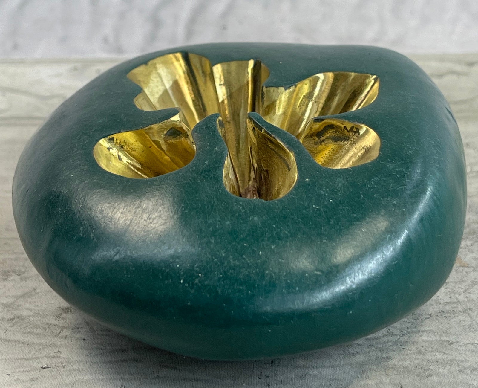 Mid Century French Art Nouveau Gilt Bronze Ashtray by Miguel Lopez Signed Origi