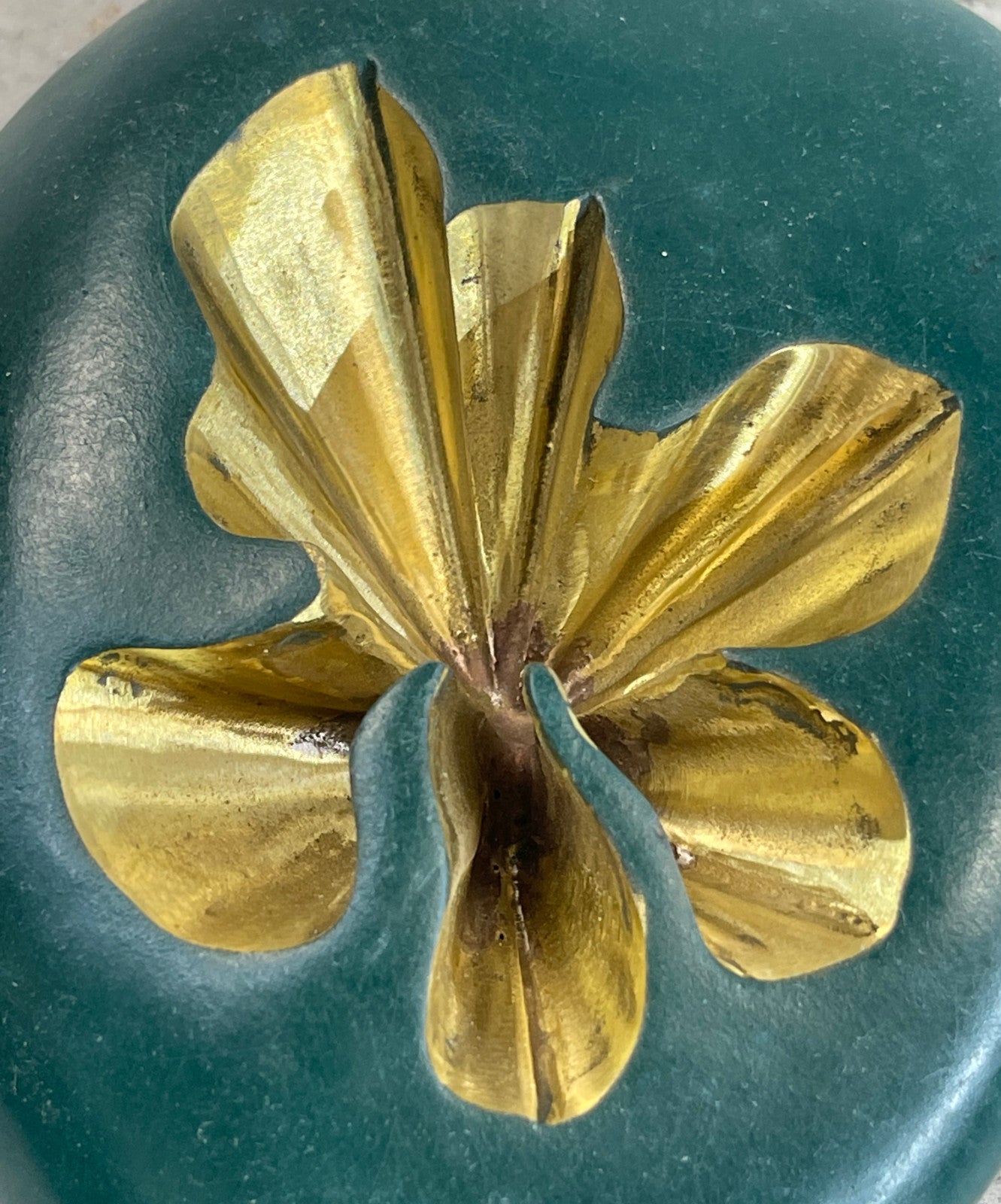 Mid Century French Art Nouveau Gilt Bronze Ashtray by Miguel Lopez Signed Origi