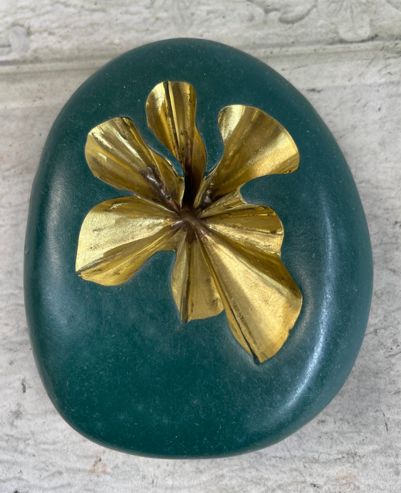 Mid Century French Art Nouveau Gilt Bronze Ashtray by Miguel Lopez Signed Origi