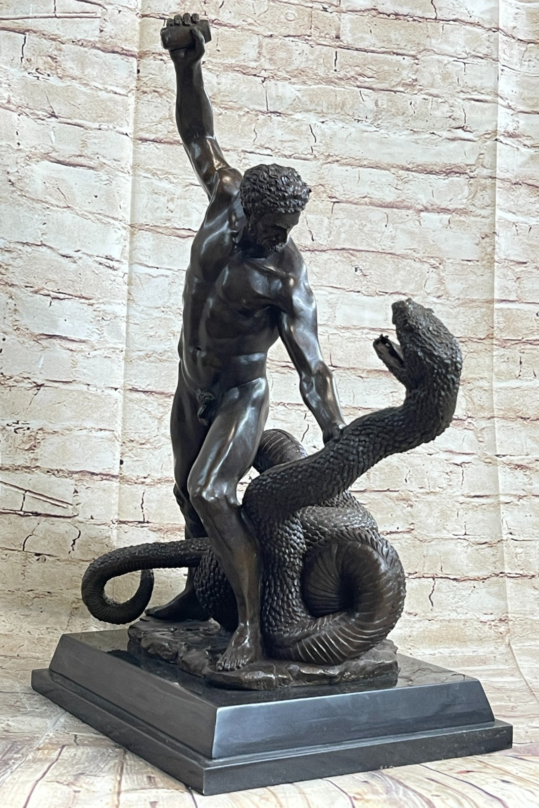 Lemaen Hydra and Hercules Greek Mythology Bronze Sculpture Lost Wax Method Decor