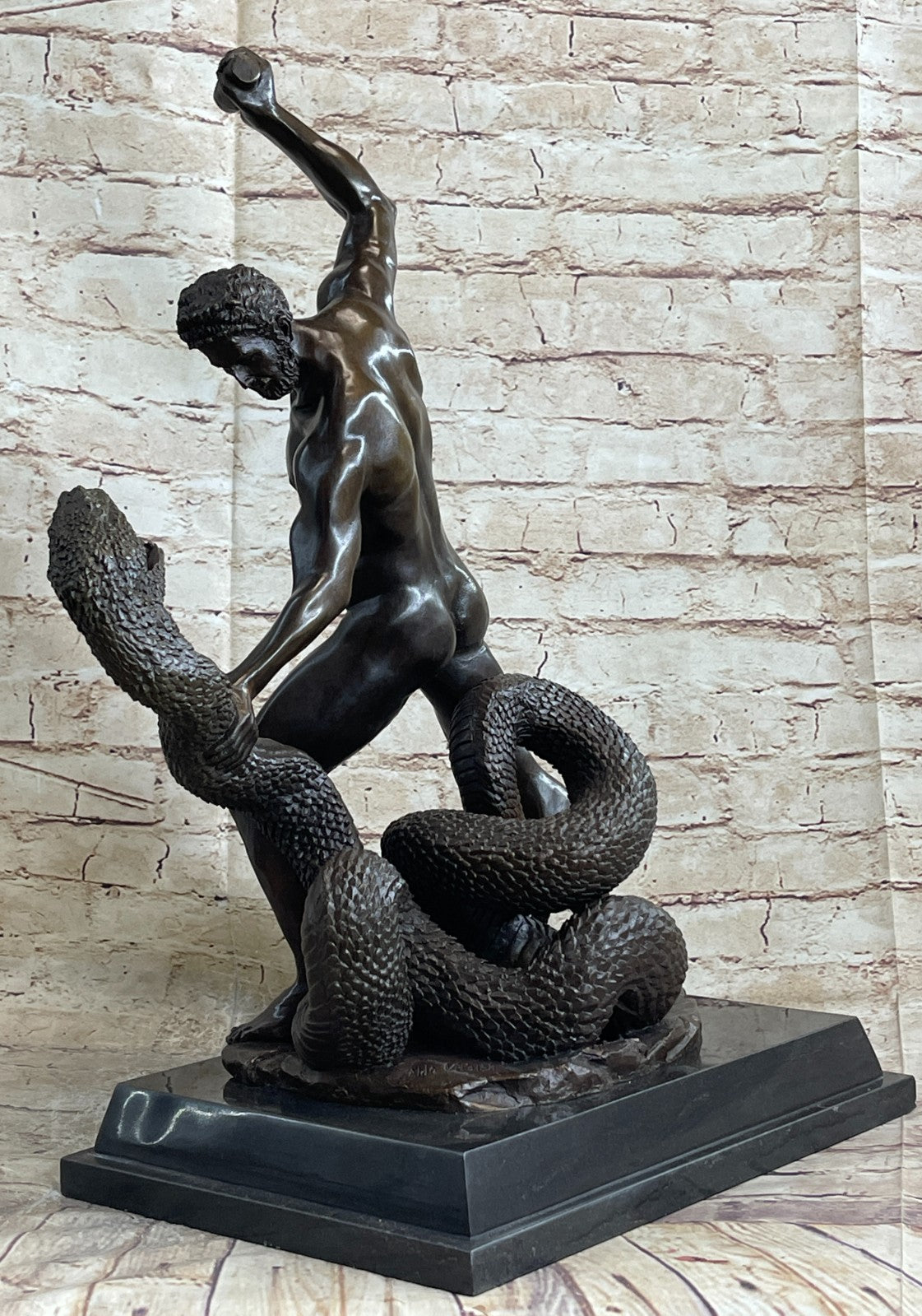 Lemaen Hydra and Hercules Greek Mythology Bronze Sculpture Lost Wax Method Decor