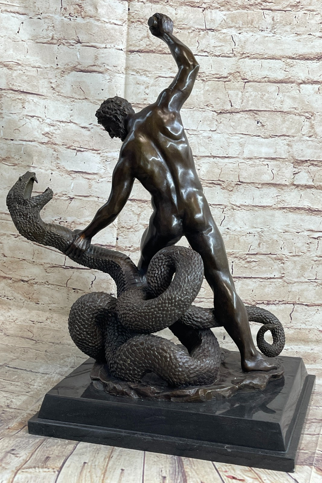 Lemaen Hydra and Hercules Greek Mythology Bronze Sculpture Lost Wax Method Decor