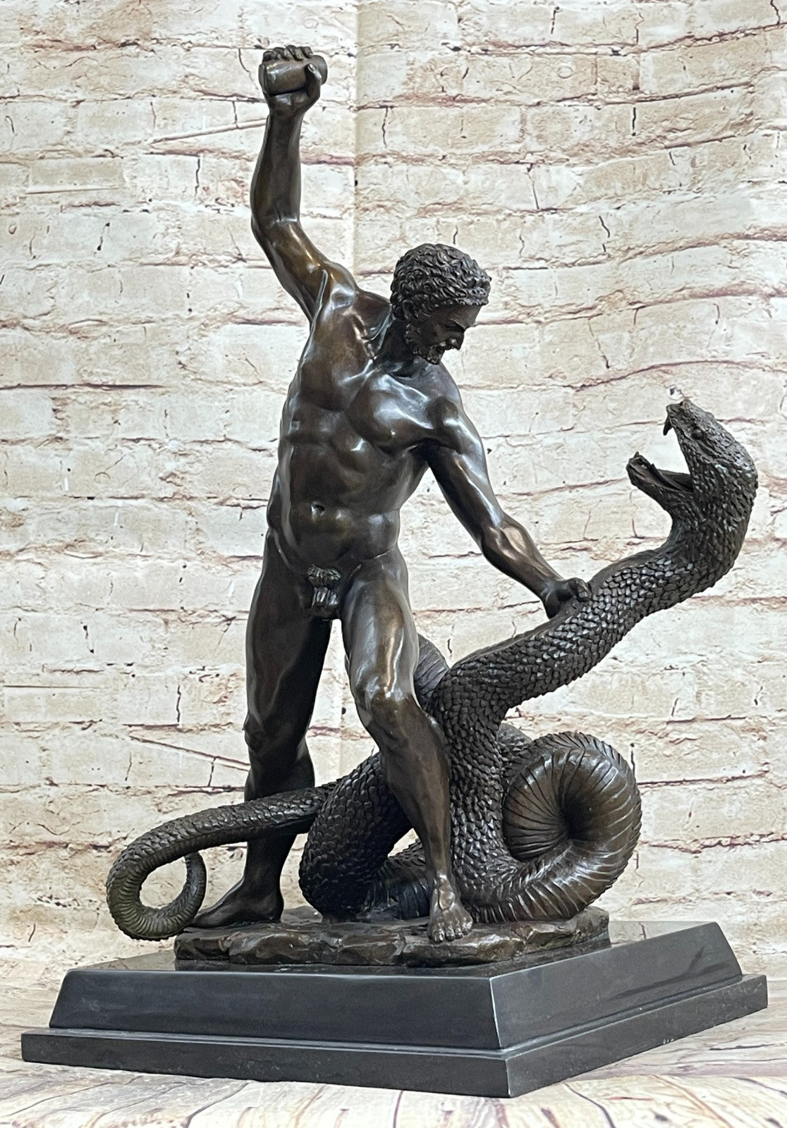 Lemaen Hydra and Hercules Greek Mythology Bronze Sculpture Lost Wax Method Decor