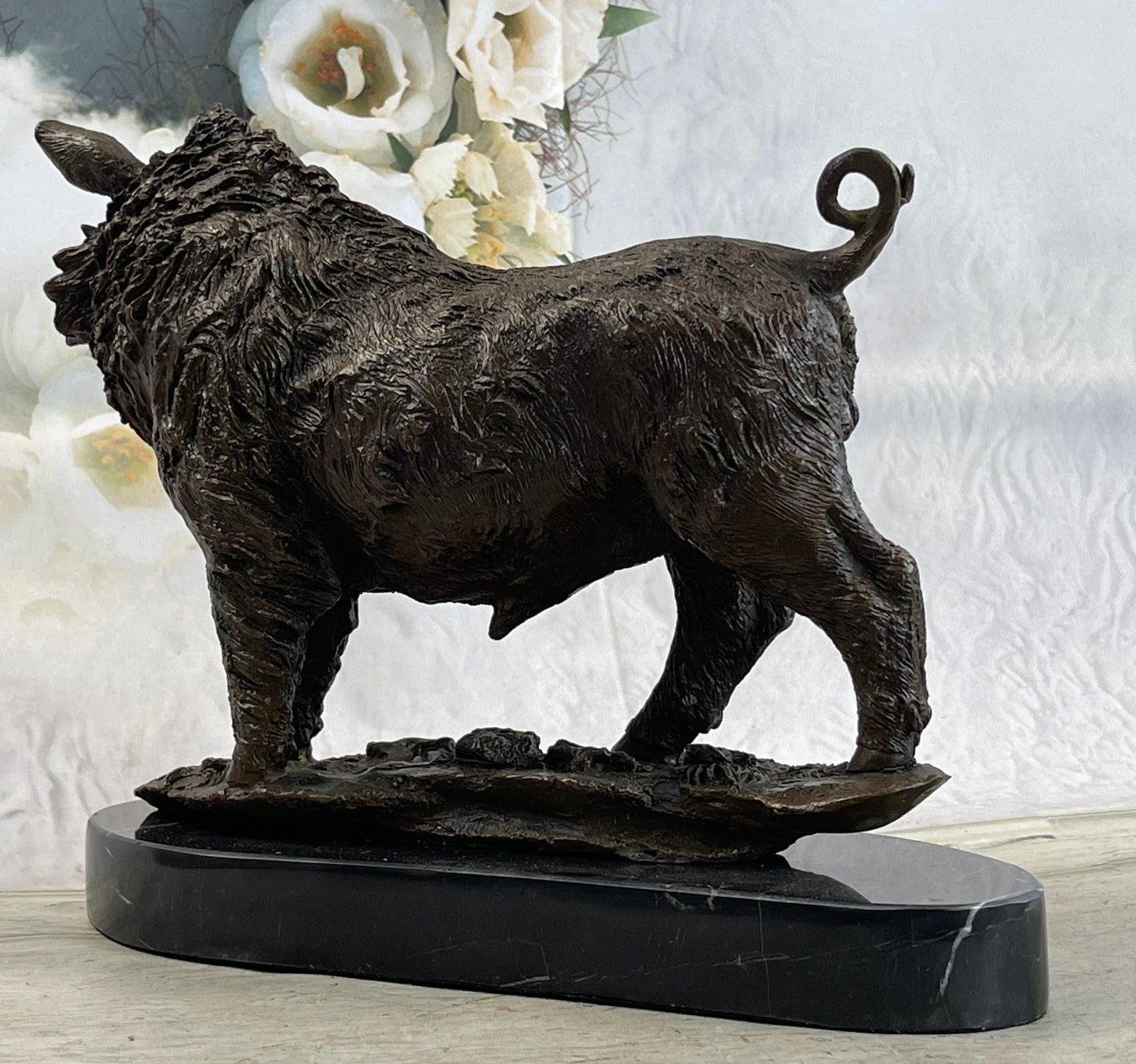 Handcrafted bronze sculpture SALE Ma Deco Art Pig Boar Wild Barye Signed Large