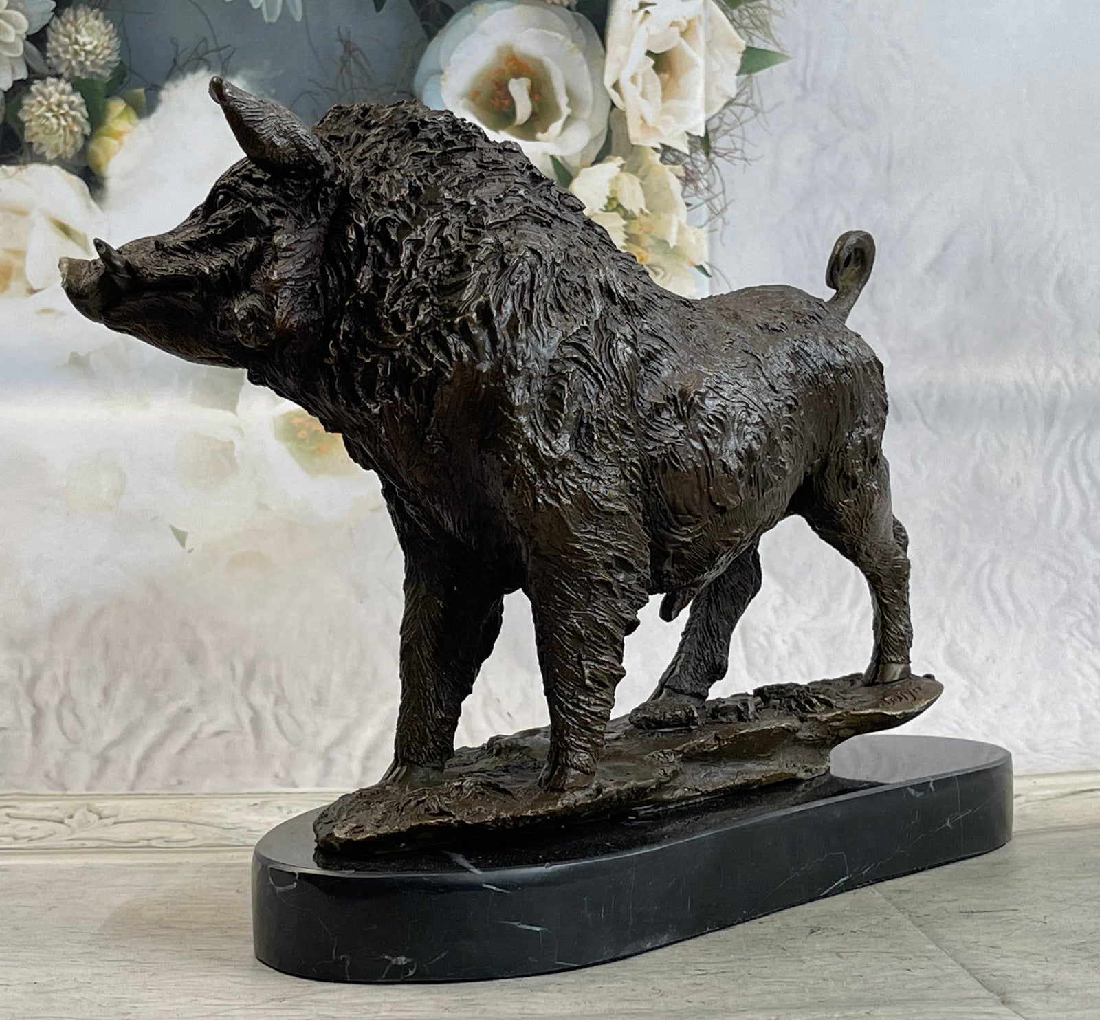 Handcrafted bronze sculpture SALE Ma Deco Art Pig Boar Wild Barye Signed Large