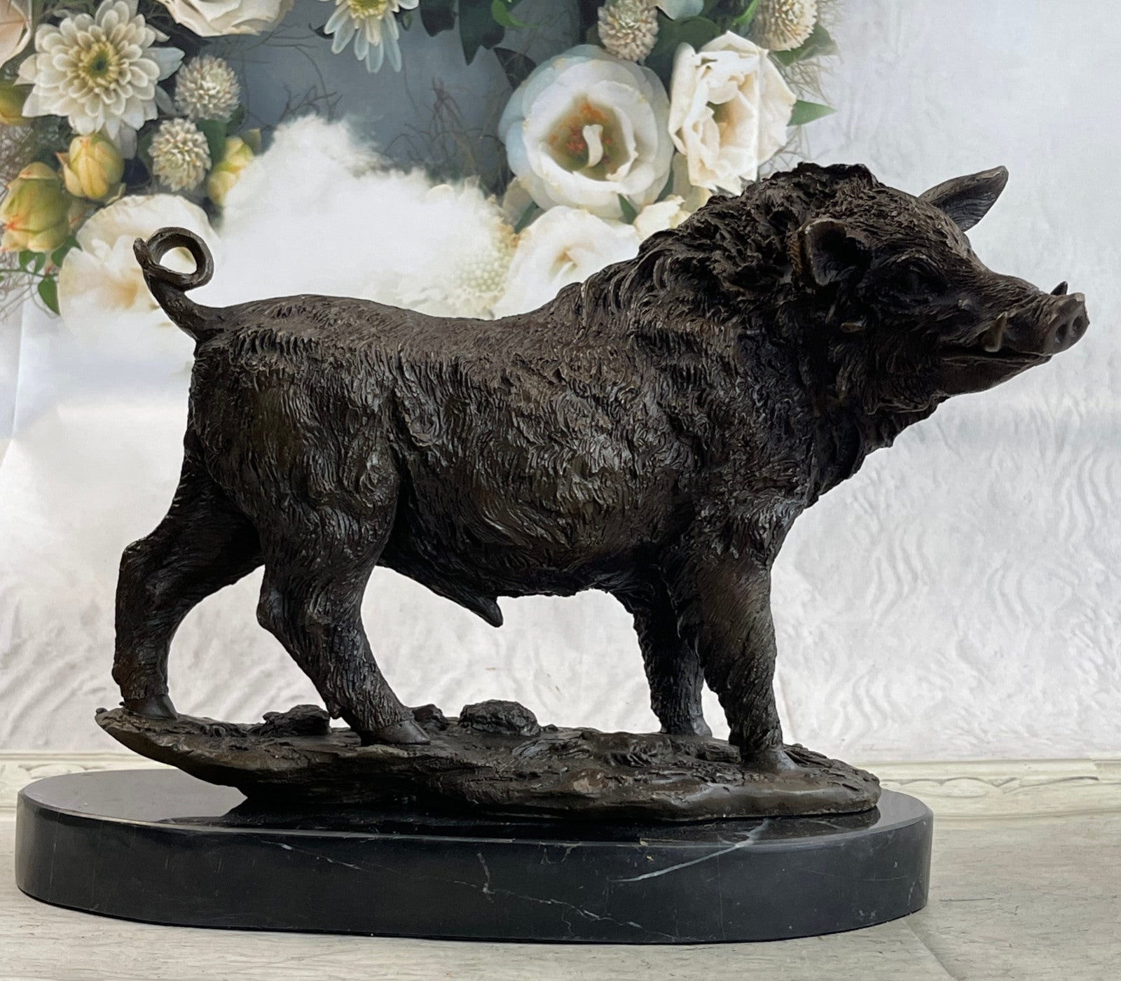 Handcrafted bronze sculpture SALE Ma Deco Art Pig Boar Wild Barye Signed Large