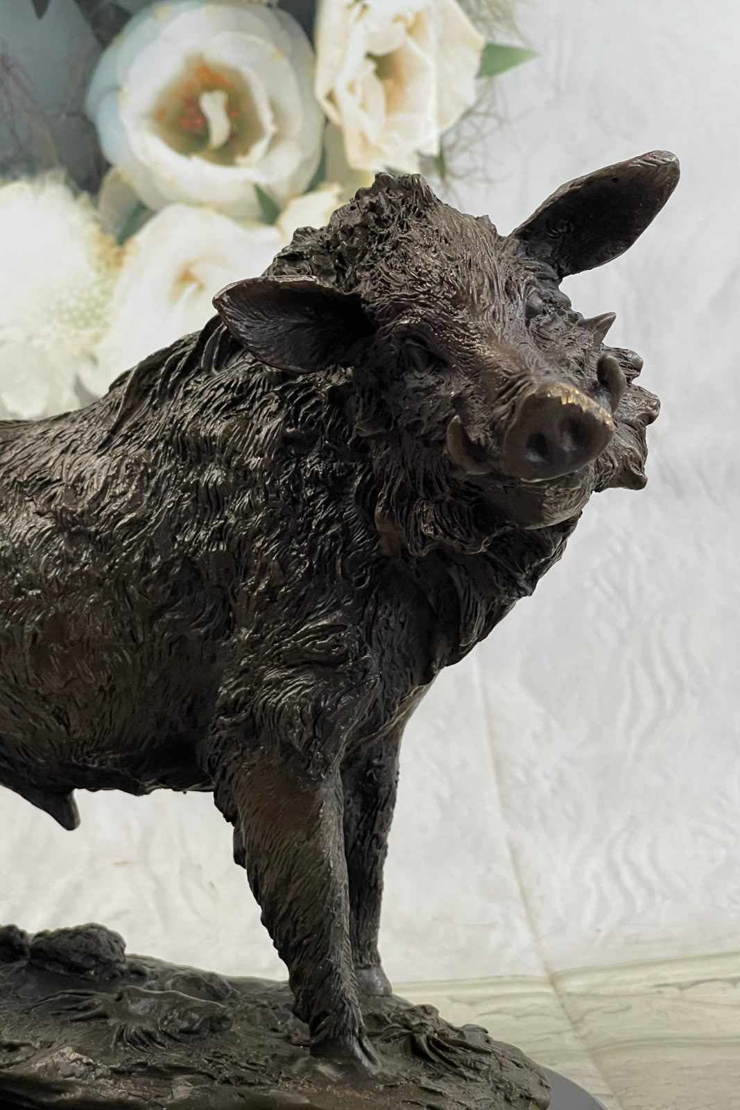 Handcrafted bronze sculpture SALE Ma Deco Art Pig Boar Wild Barye Signed Large