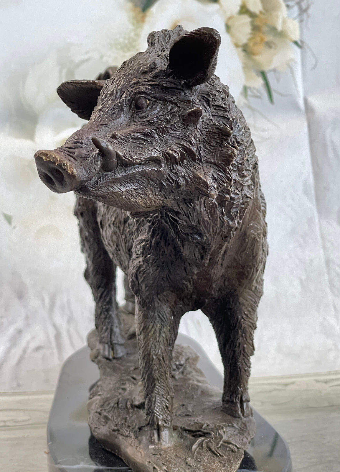 Handcrafted bronze sculpture SALE Ma Deco Art Pig Boar Wild Barye Signed Large