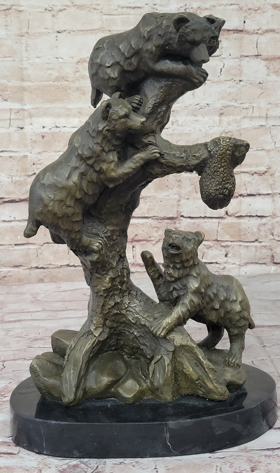Wildlife Art Sculpture: Handcrafted Bear Family Bronze by Charles Russell for Home Decor