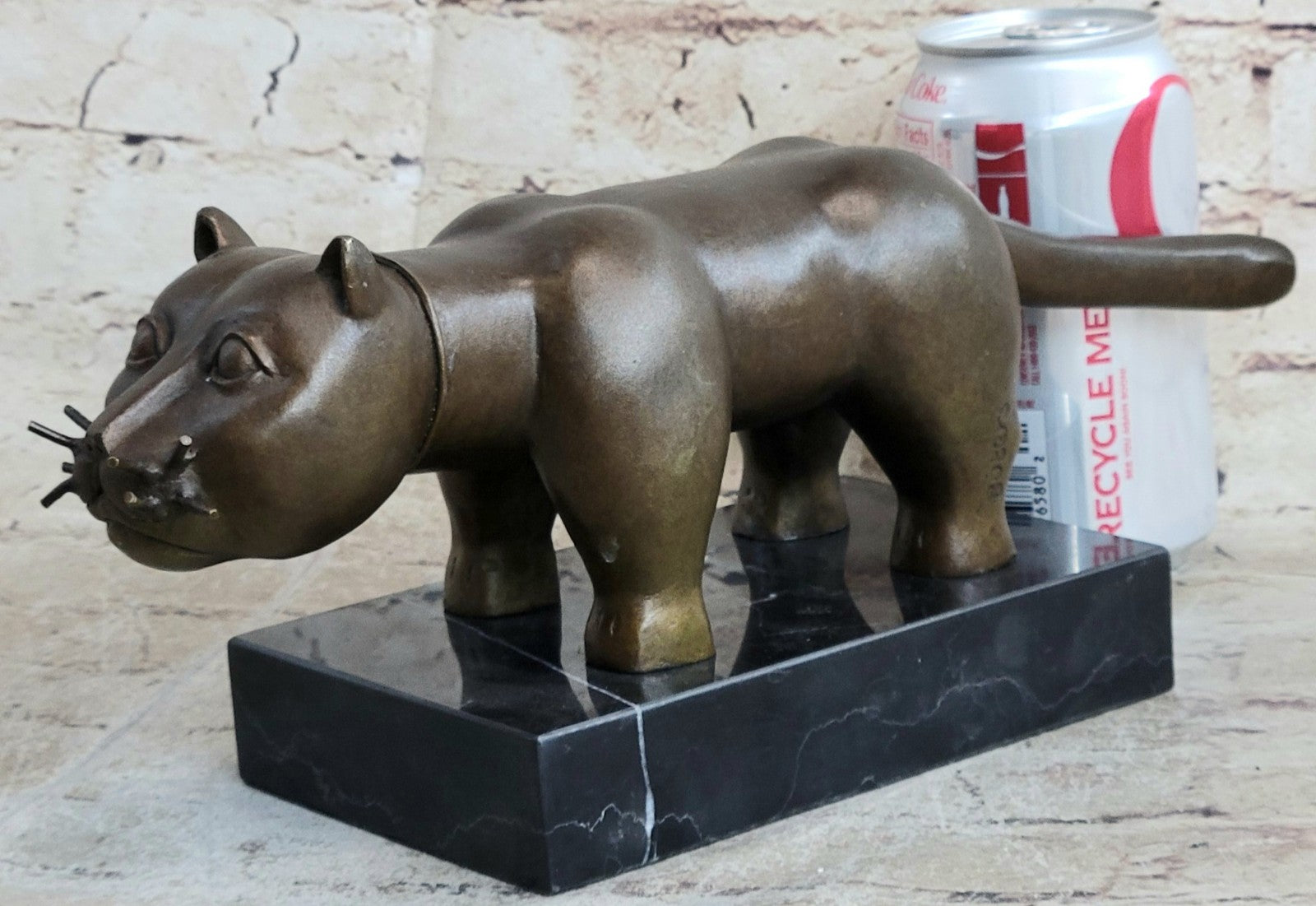 Handcrafted Detailed Hot Cast Cat by Botero Bronze Sculpture Statue Figure Sale