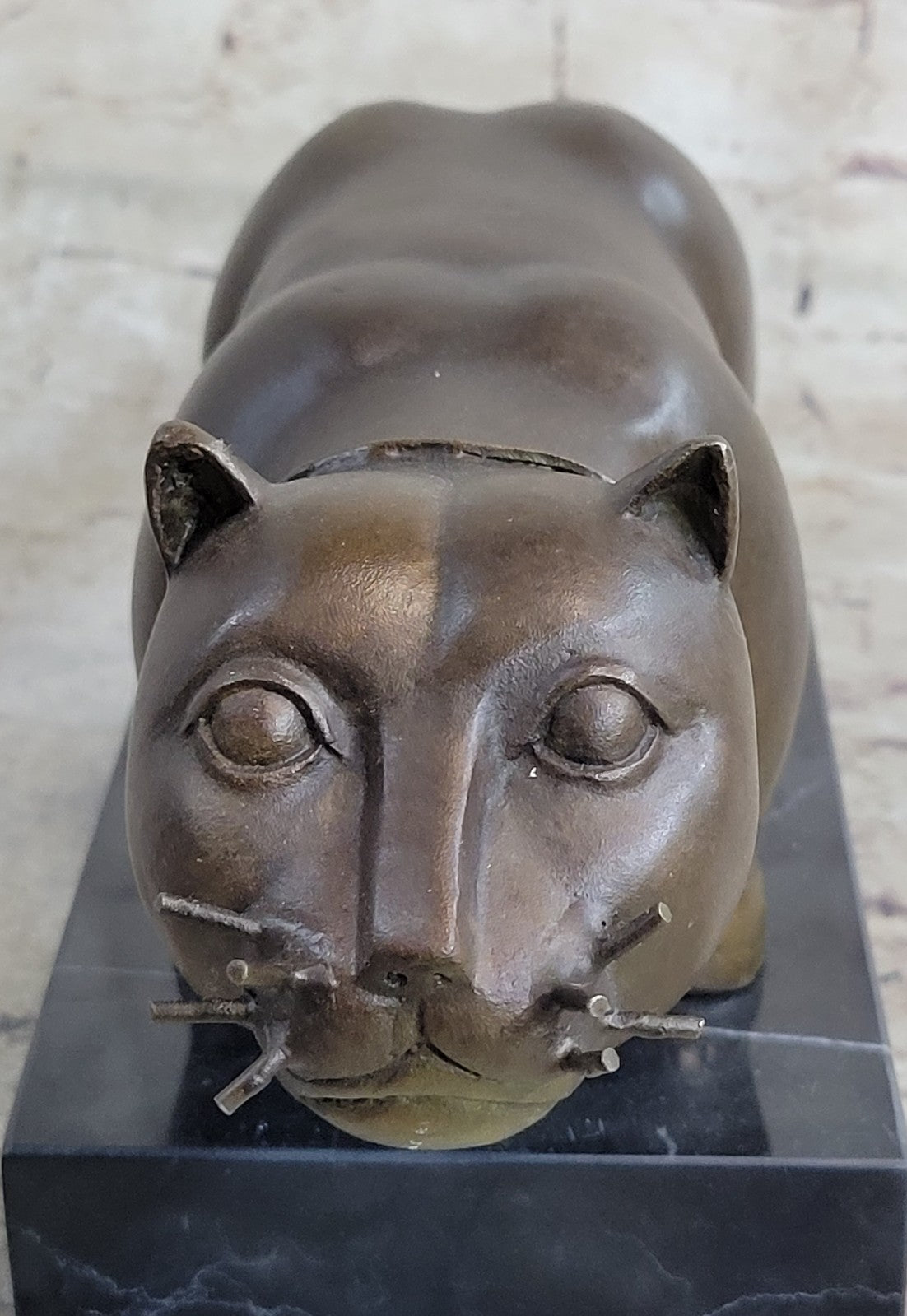 Handcrafted Detailed Hot Cast Cat by Botero Bronze Sculpture Statue Figure Sale