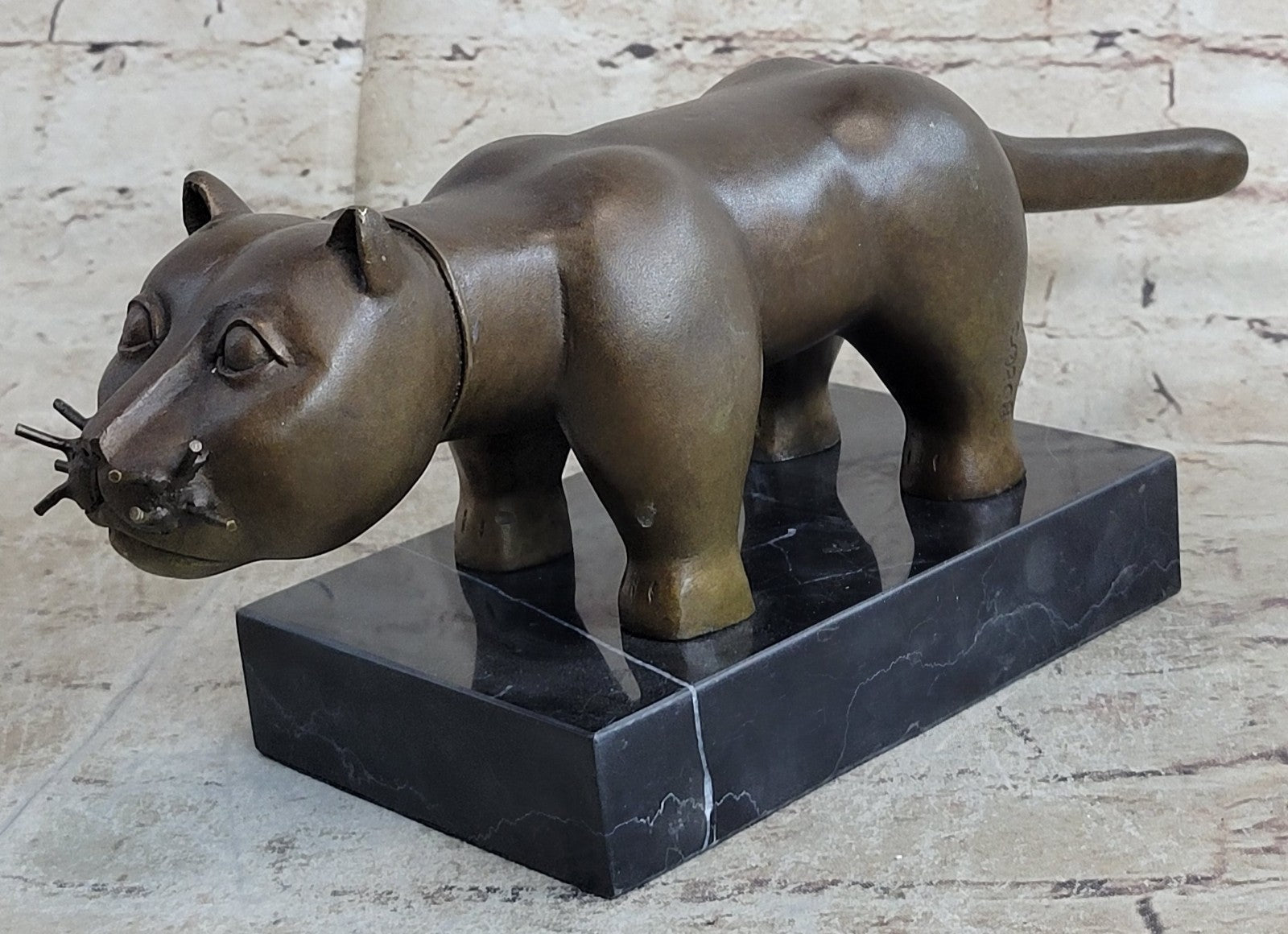 Handcrafted Detailed Hot Cast Cat by Botero Bronze Sculpture Statue Figure Sale