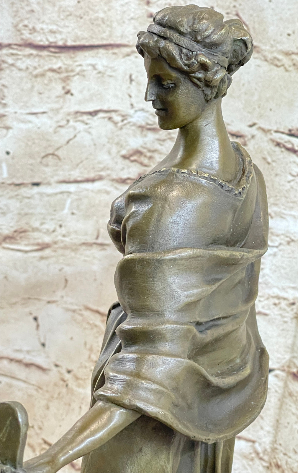 Genuine Real Bronze Art Deco Victorian woman Lady Female Sculpture Figurine Figure
