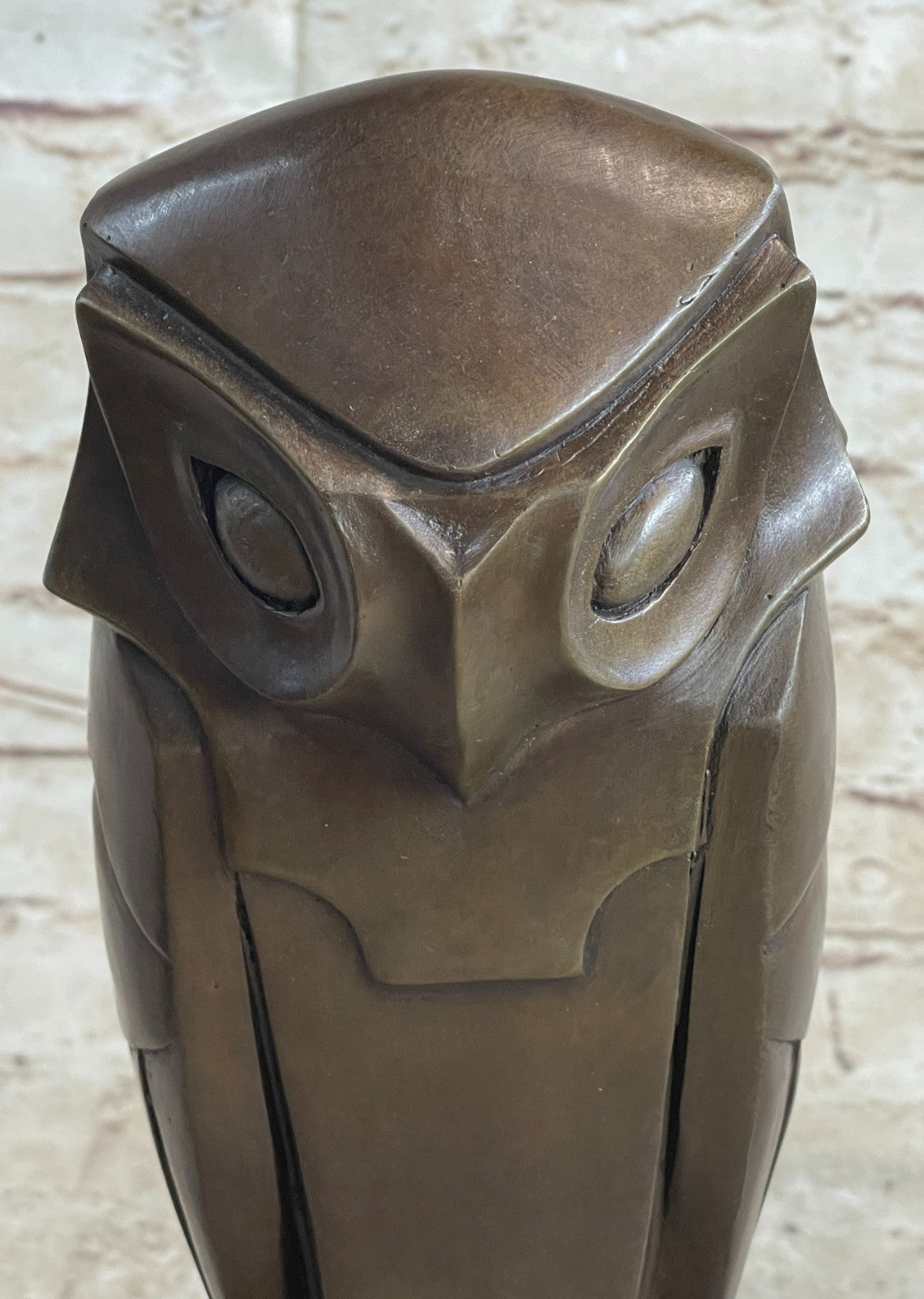 All Bronze on Marble Base Modern Cubism Sculpture Owl Bird Dali Tribute Art Deco