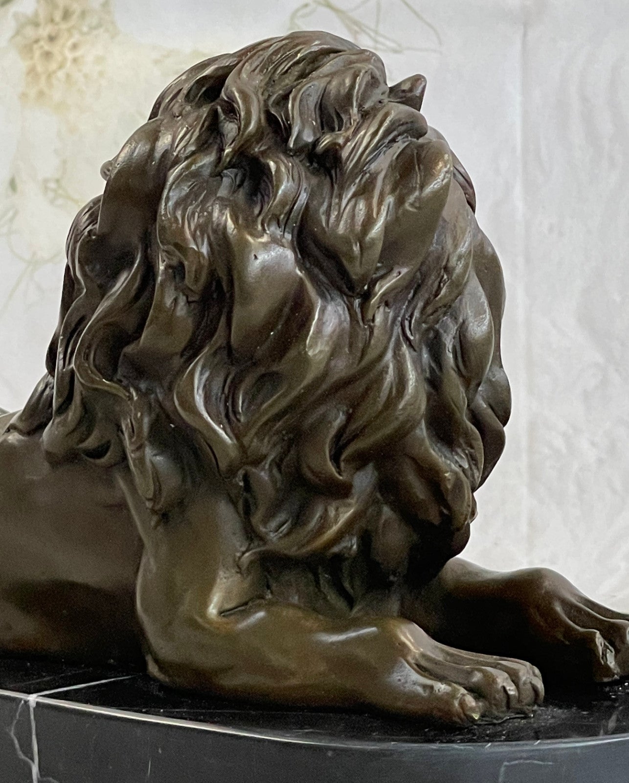 Western Art Decor Bronze Sculpture Foo Dog Lion King Marble Base Statue Figurine