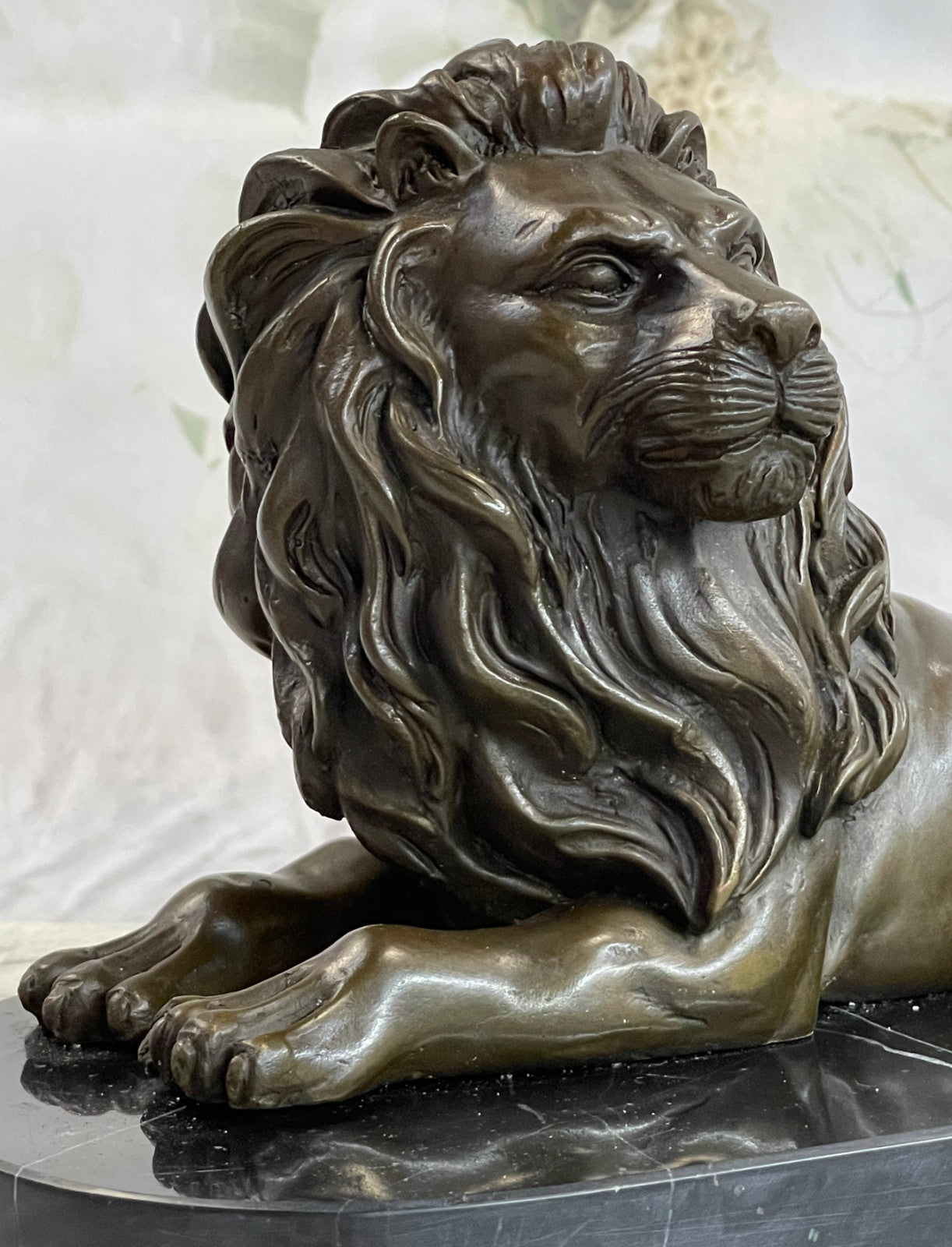 Western Art Decor Bronze Sculpture Foo Dog Lion King Marble Base Statue Figurine