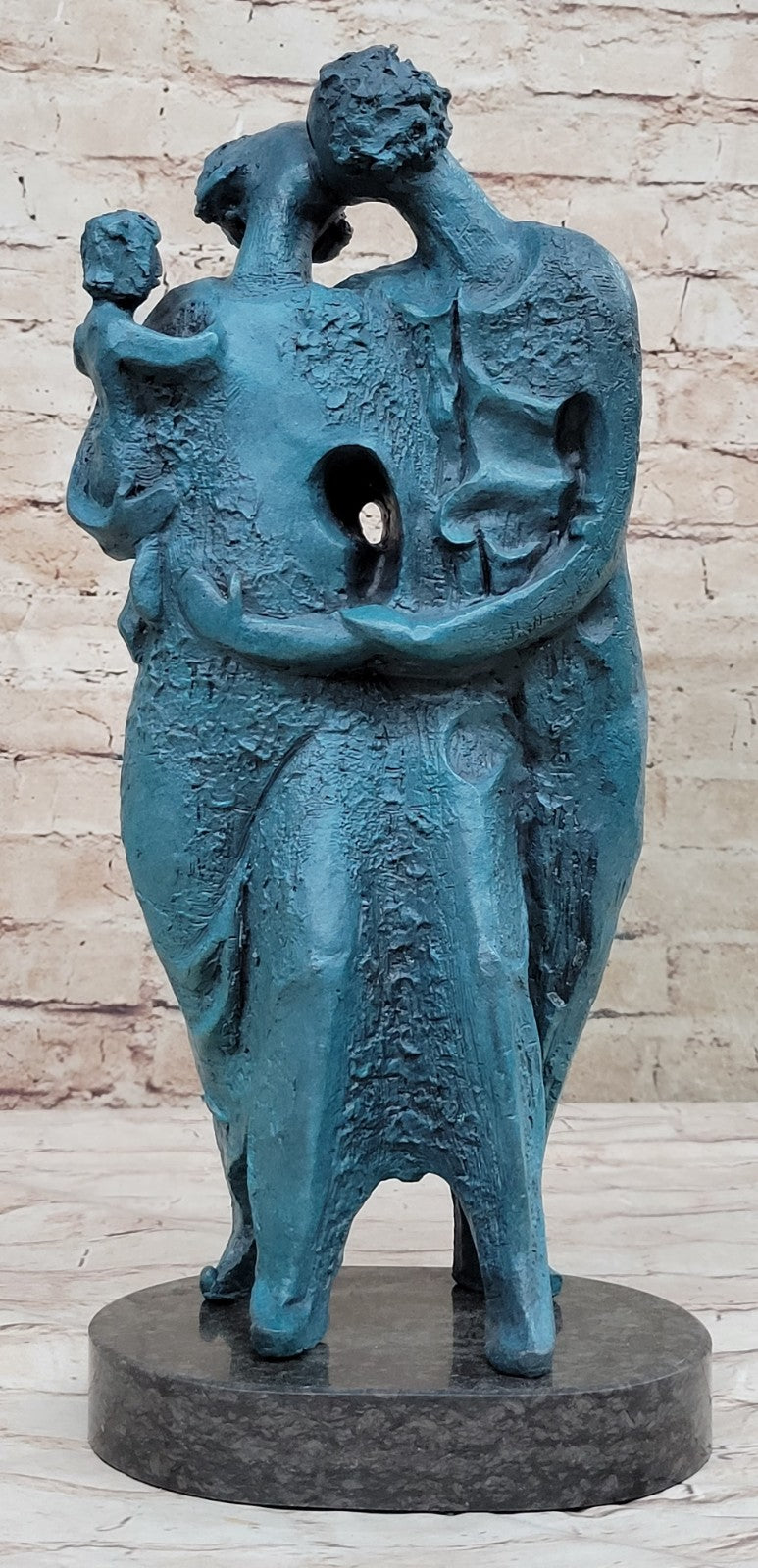 Handcrafted Dali Bronze Sculpture Man and Woman and Baby Home Decoration