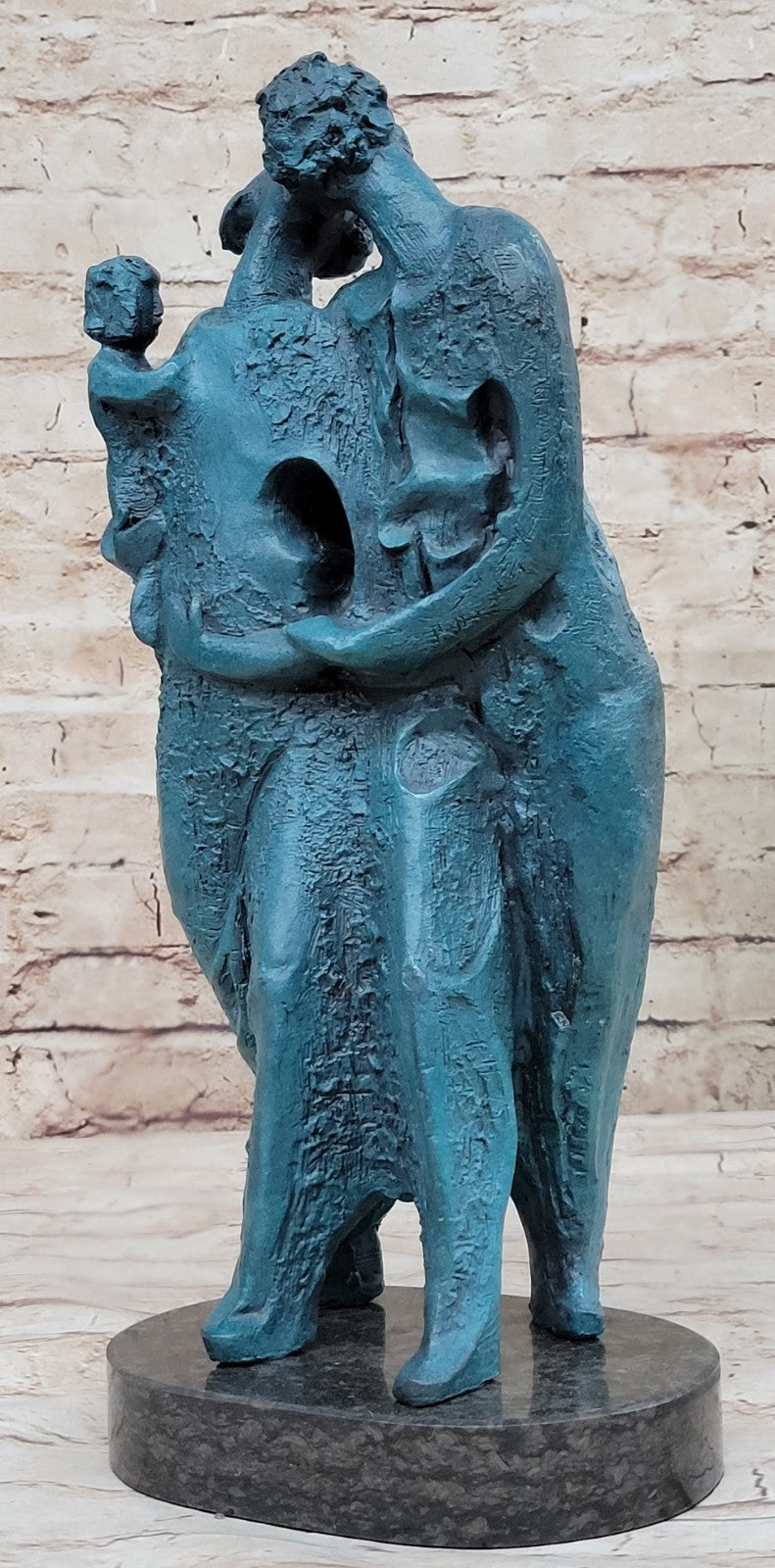 Handcrafted Dali Bronze Sculpture Man and Woman and Baby Home Decoration