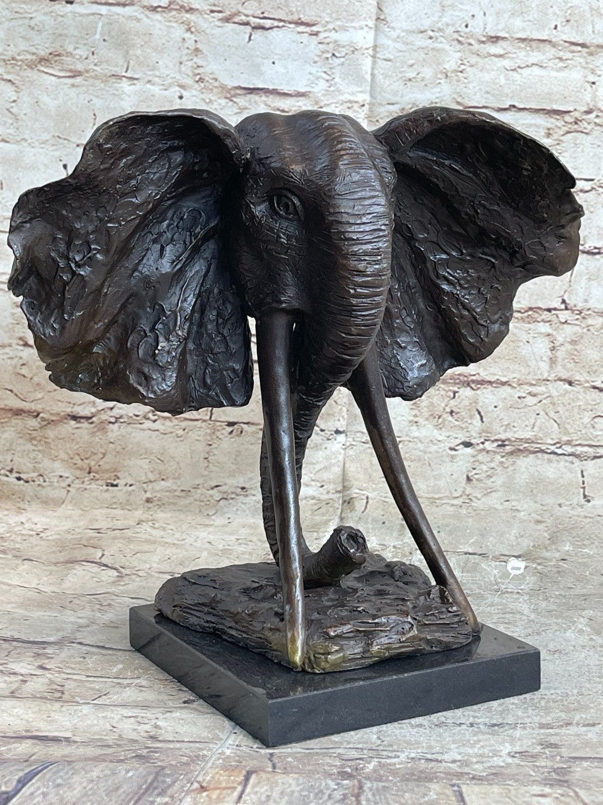 Striking Massive Elephant Head Bust Bronze Sculpture Statue Figurine Hot Cast