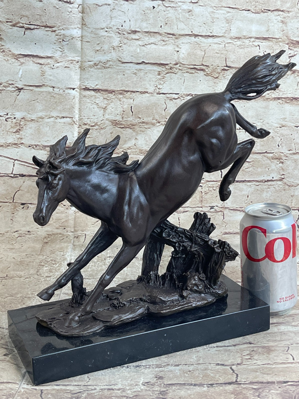 Signed Original Milo American Artist Rearing Wild Stallion Horse Bronze Statue