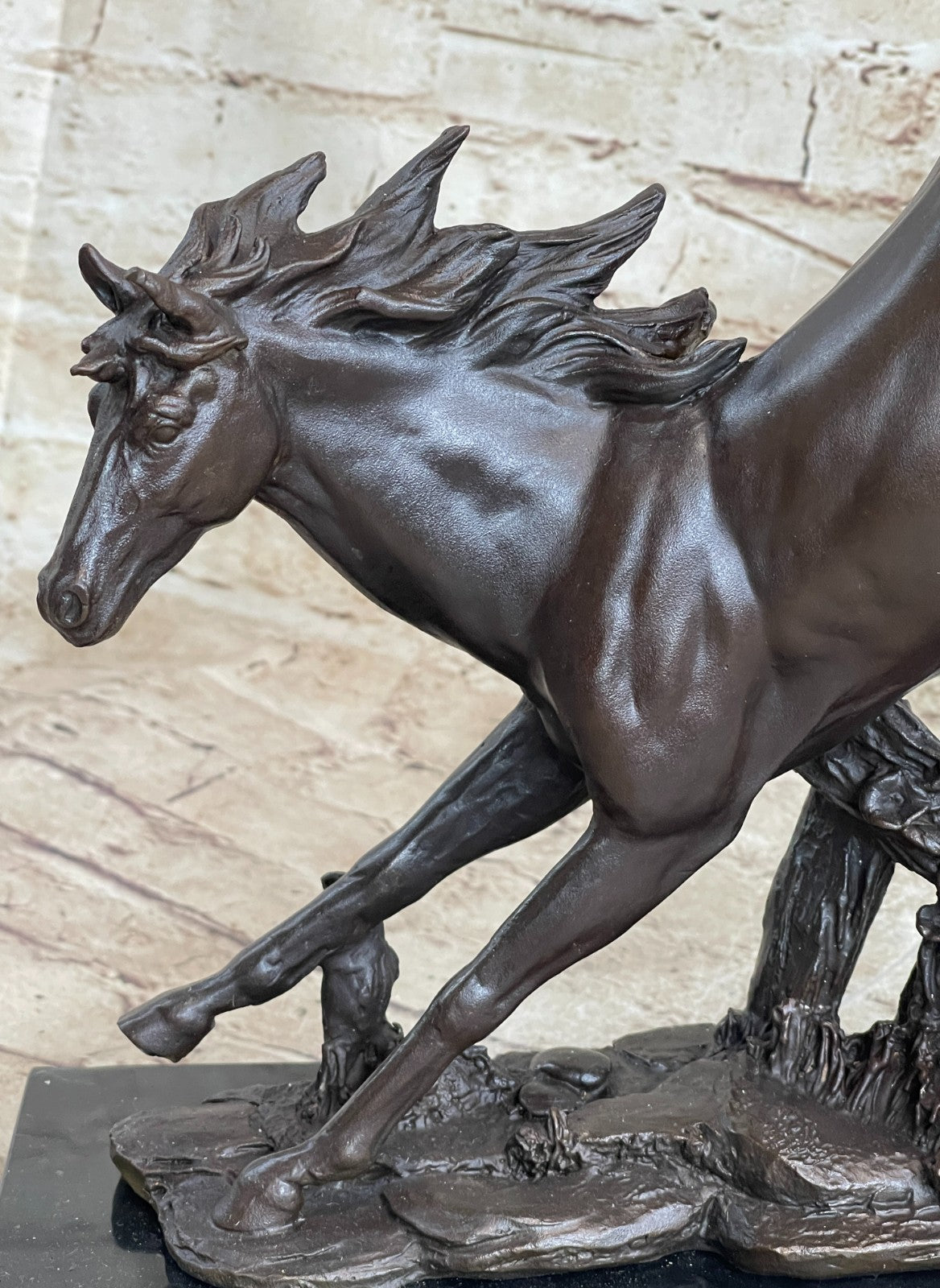 Signed Original Milo American Artist Rearing Wild Stallion Horse Bronze Statue