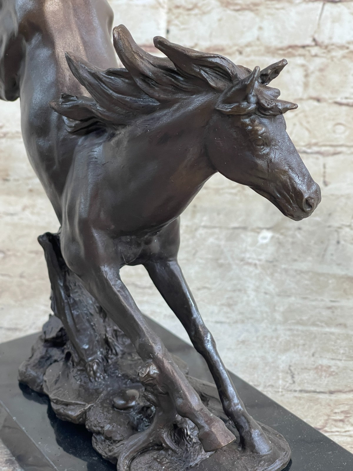 Signed Original Milo American Artist Rearing Wild Stallion Horse Bronze Statue