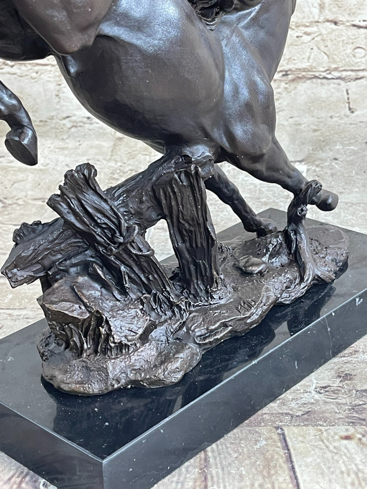 Signed Original Milo American Artist Rearing Wild Stallion Horse Bronze Statue
