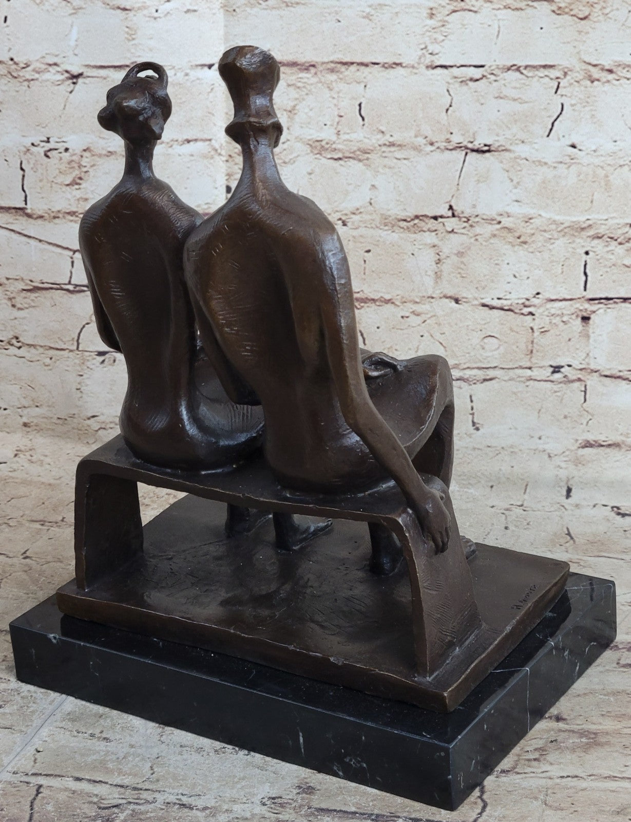 BRONZE AFTER HENRY MOORE SCULPTURE ABSTRACT SIGNED COLLECTORS EDITION HOT CAST