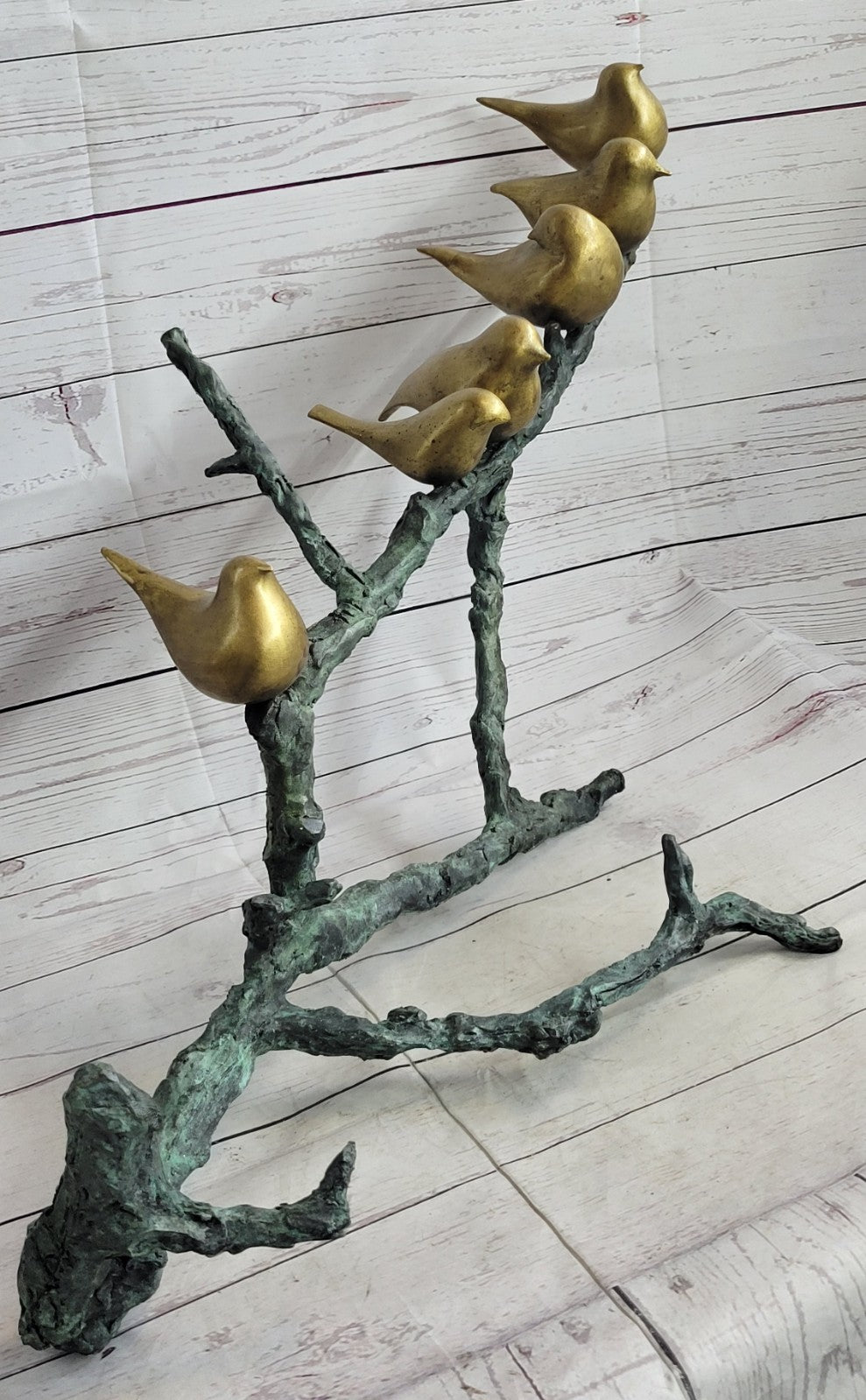 Ltd Signed and Numbered Bunch of Love Birds Multi Color Patina Bronze Statue