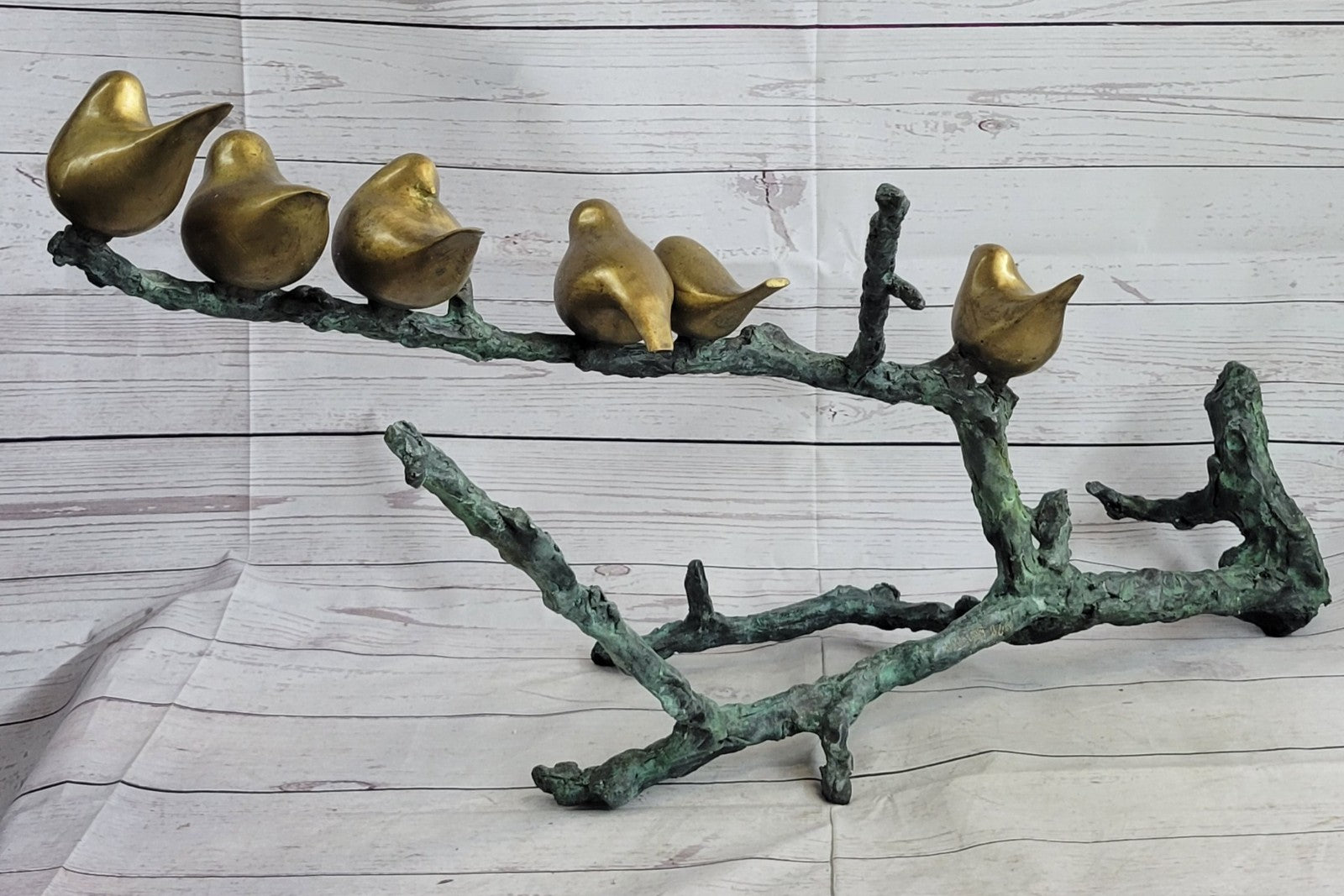 Ltd Signed and Numbered Bunch of Love Birds Multi Color Patina Bronze Statue