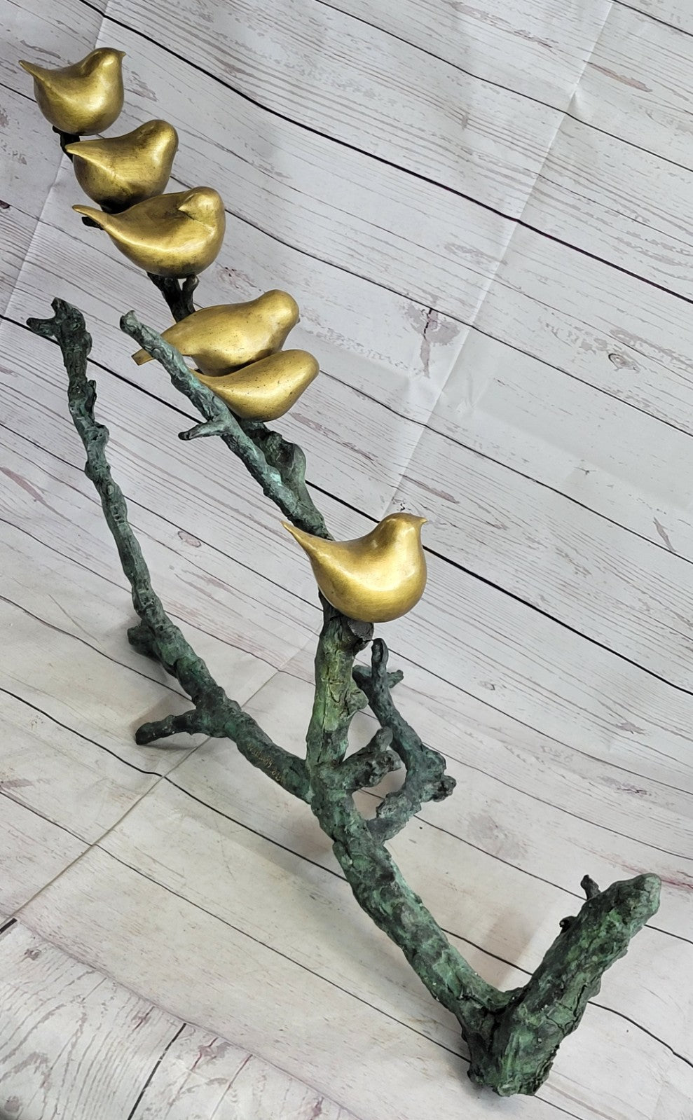 Ltd Signed and Numbered Bunch of Love Birds Multi Color Patina Bronze Statue