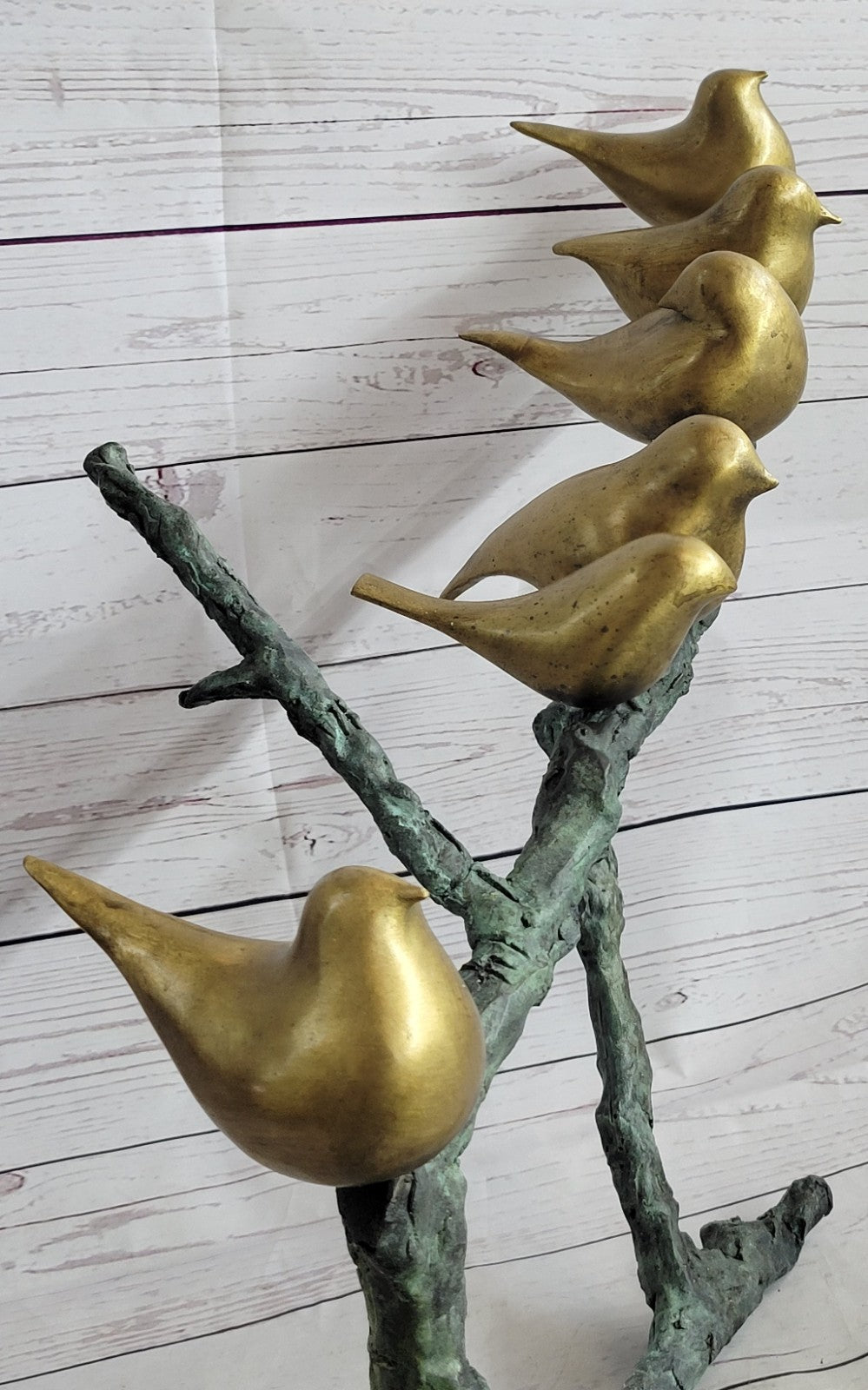 Ltd Signed and Numbered Bunch of Love Birds Multi Color Patina Bronze Statue