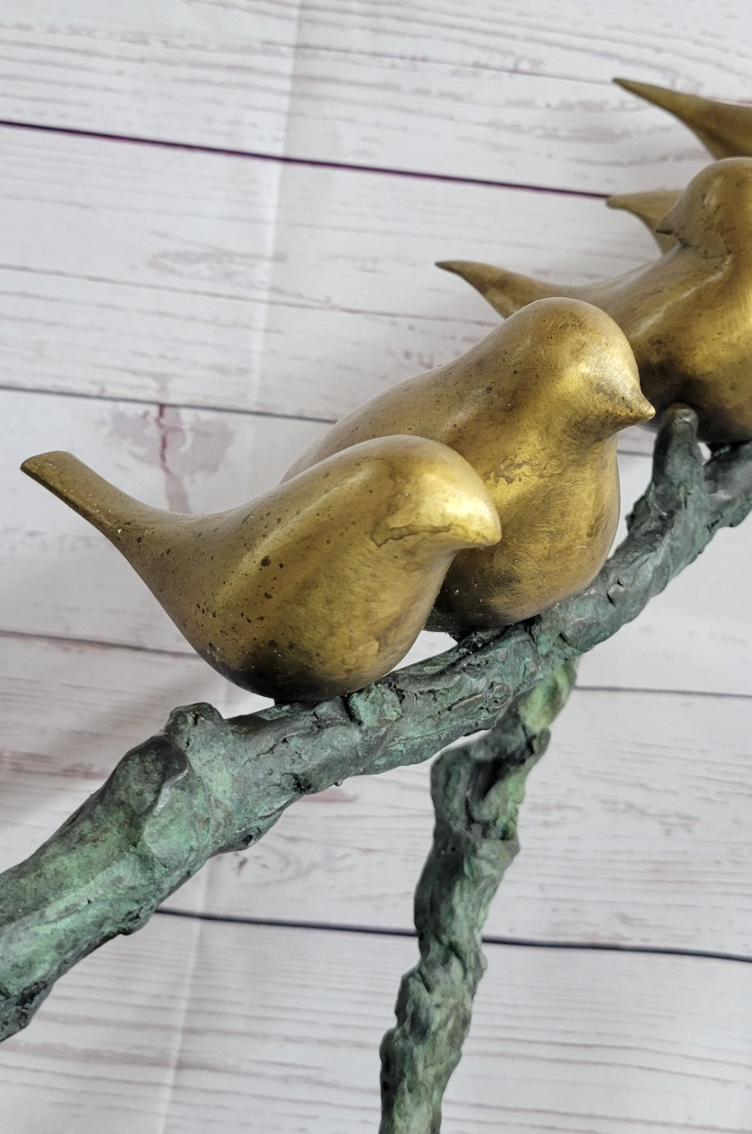 Ltd Signed and Numbered Bunch of Love Birds Multi Color Patina Bronze Statue