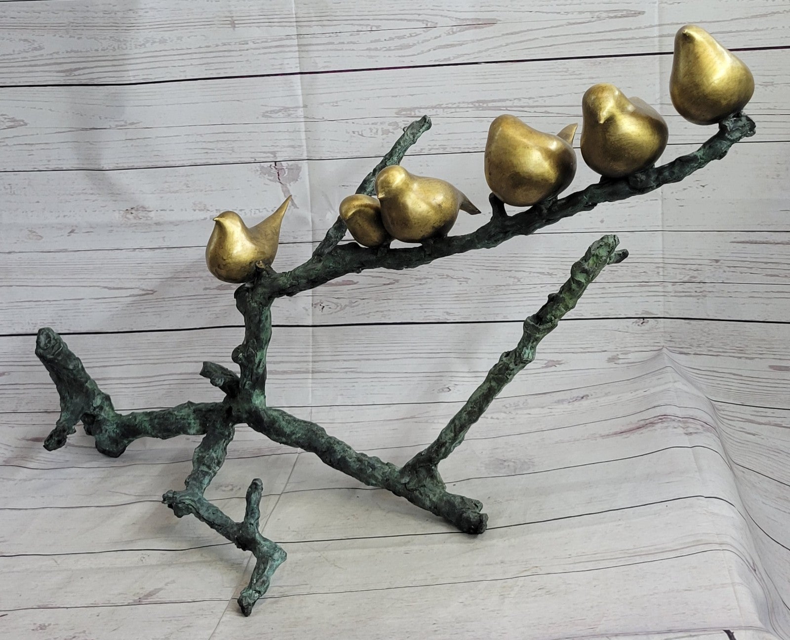 Ltd Signed and Numbered Bunch of Love Birds Multi Color Patina Bronze Statue