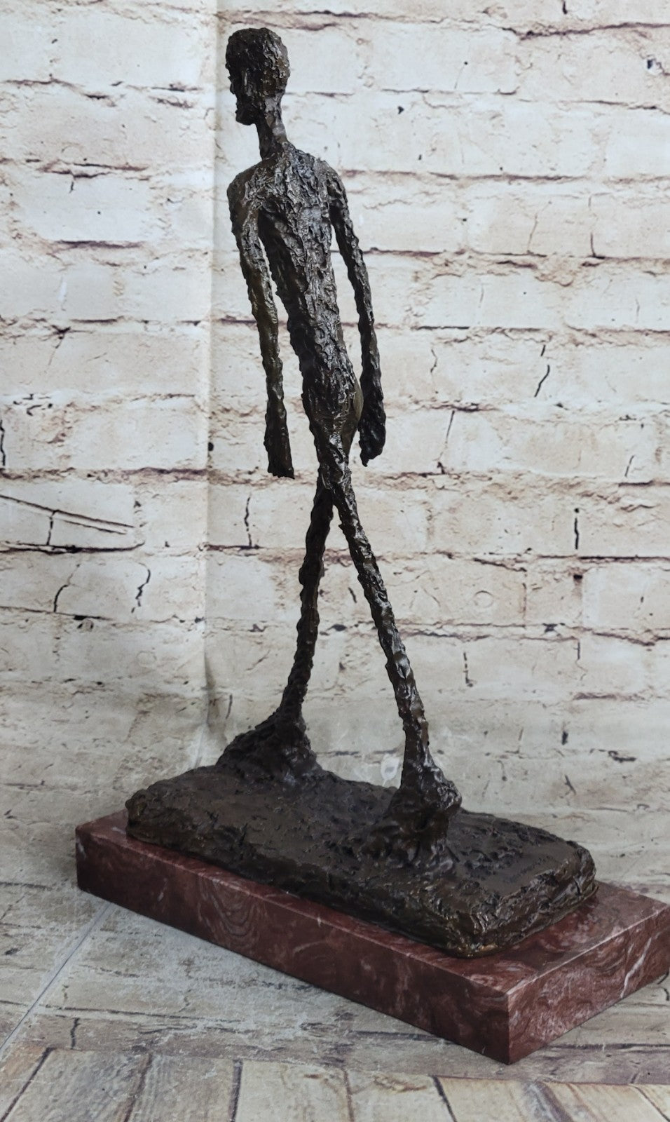 Modern Art Deco Walking Male Stick Bronze Figurine Hot Cast Home Decor Statue